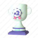 second place trophy, 2nd, award trophy, achievement, reward 