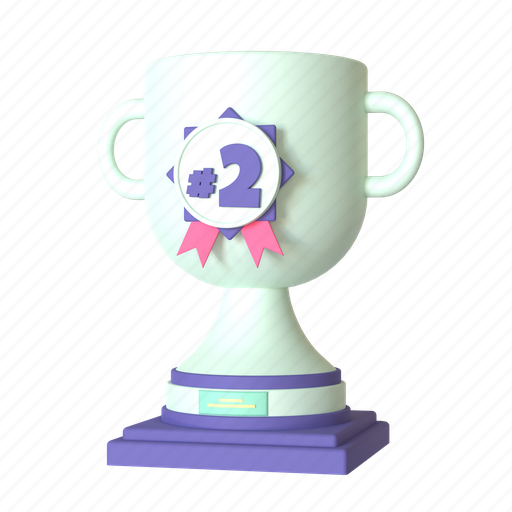 Second place trophy, 2nd, award trophy, achievement, reward 3D illustration - Download on Iconfinder