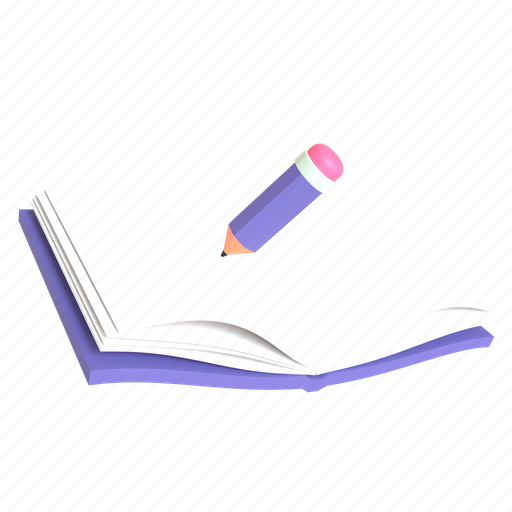 Education, book and pencil, school, study, notebook, reading, learning 3D illustration - Download on Iconfinder