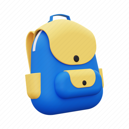 Backpack, bag, school bag, education, school, learning, travel 3D illustration - Download on Iconfinder