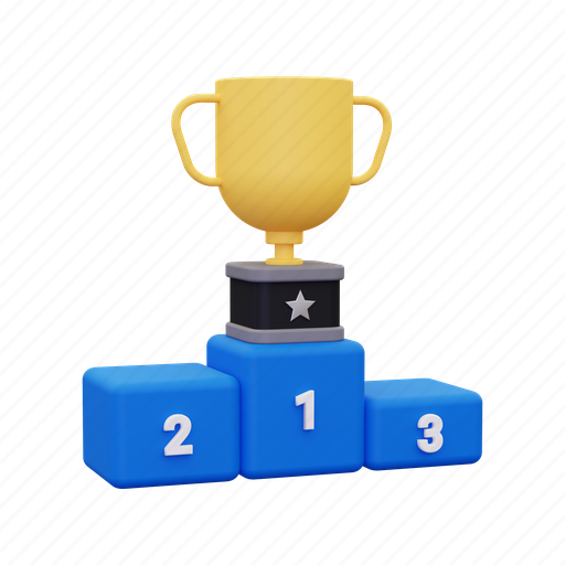 Podium, champion, winner, award, medal, trophy 3D illustration - Download on Iconfinder