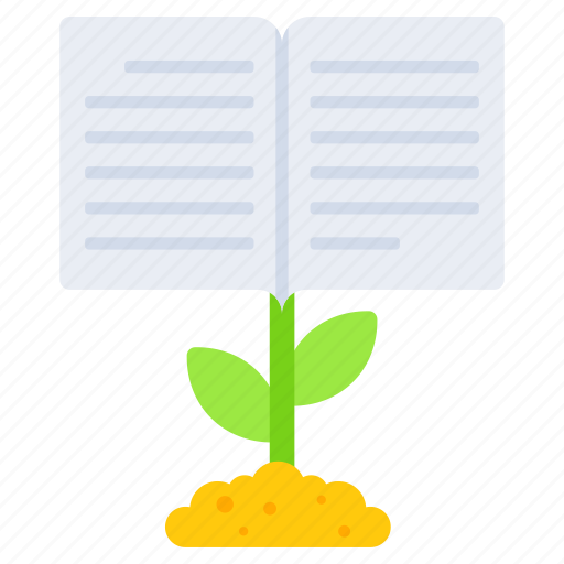 Knowledge growth, education growth, book, book plant icon - Download on Iconfinder