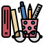 school, stationary, pen, pencil, ruler, book, eye glasses 