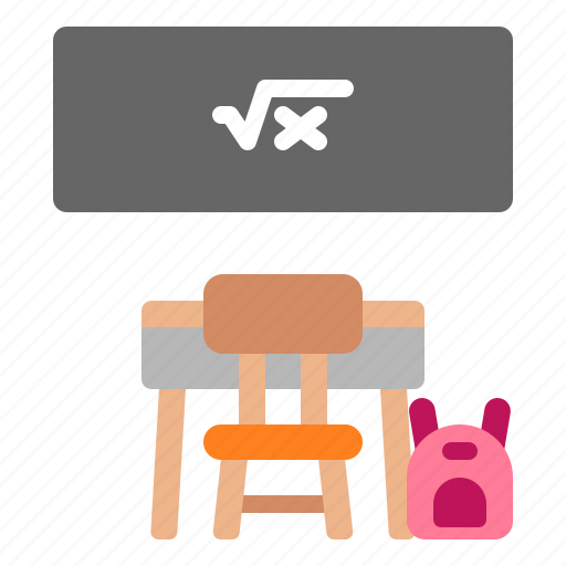 Education, classroom, desk, chair, school, mathematics, school bag icon - Download on Iconfinder
