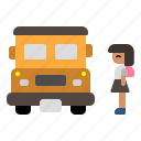 education, bus, transport, student, girl, school bus