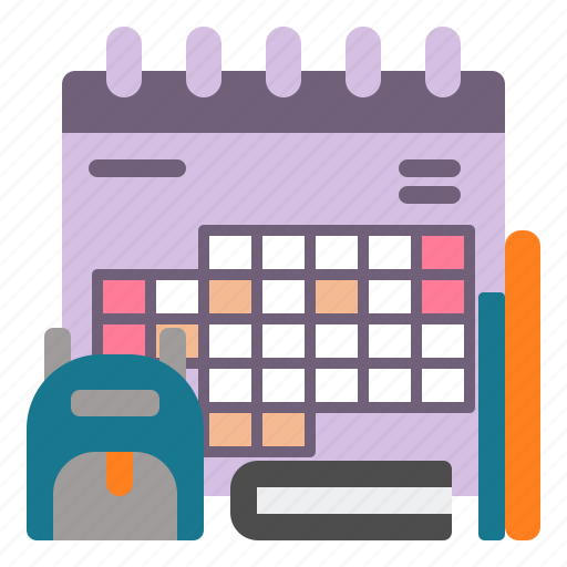 Education, bag, books, calendar, schedule, school bag icon - Download on Iconfinder