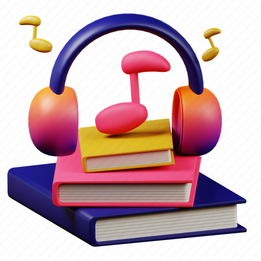 Audio, book, study, education, learning, school, student 3D illustration - Download on Iconfinder