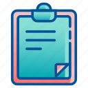clipboard, checklist, file, paper, document