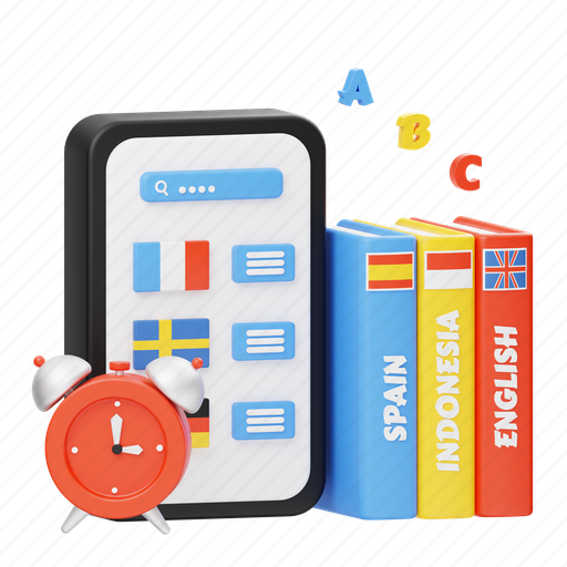 Language, app, book, education, learning, mobile, alphabet 3D illustration - Download on Iconfinder