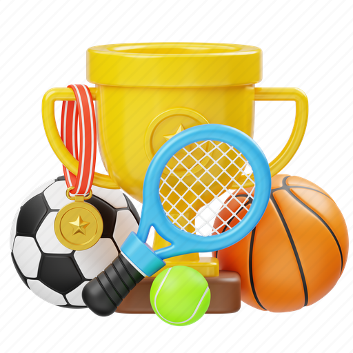 Sports, soccer, tennis, basketball, medal, trophy, winner 3D illustration - Download on Iconfinder