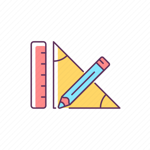 Geometry, pencil and ruler, measurement, education icon - Download on Iconfinder