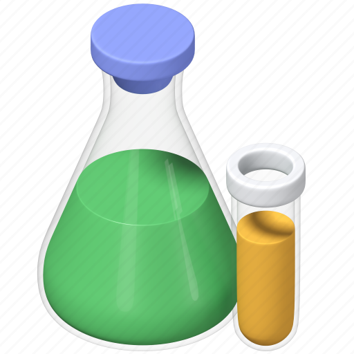 Flask, chemistry, tube, laboratory 3D illustration - Download on Iconfinder