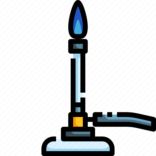 Bunsen, burner, chemical, chemistry, education, fire, science icon