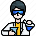 avatar, chemical, flask, job, laboratory, man, scientist