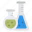 chemistry, experiment, flasks, science 