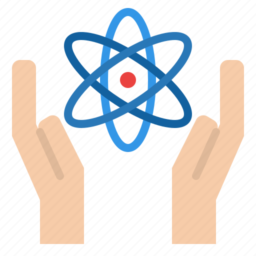 Atom, hands, knowledge, science icon - Download on Iconfinder