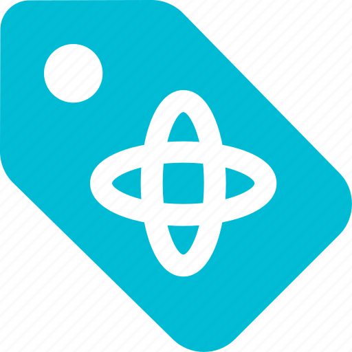 Atom, label, science, tag icon - Download on Iconfinder