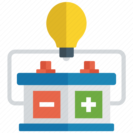 Battery with bulb, chemistry experiment, electric energy, electricity power, physics experiment icon - Download on Iconfinder