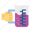 beaker, experiment, hand, jar, scientific 