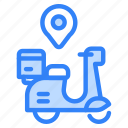 scooter, motorcycle, motorbike, bike, food, delivery, location, pin, map