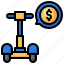 money, coin, scooter, transportation, excercise 