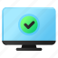 pc, screen, login screen, verified, approved, check mark, computer 