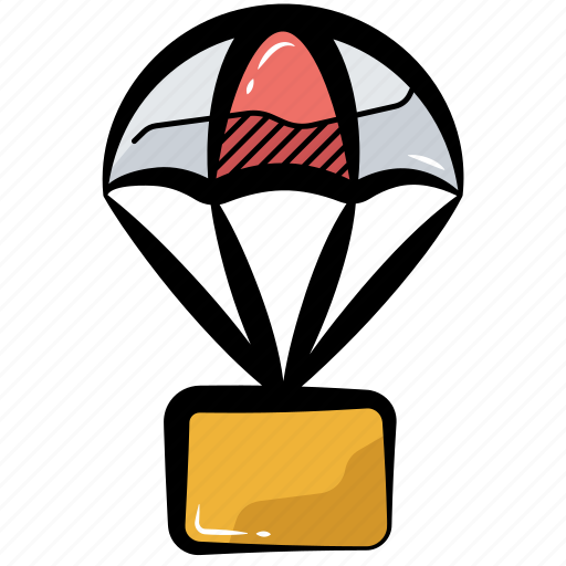 Parachute with box, parachute balloon, parachute jump, parachute, airdrop icon - Download on Iconfinder