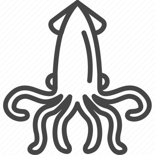 Food, line, outline, seafood, squid, tentacle icon - Download on Iconfinder