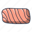 cartoon, fillet, fish, logo, object, salmon, seafood 