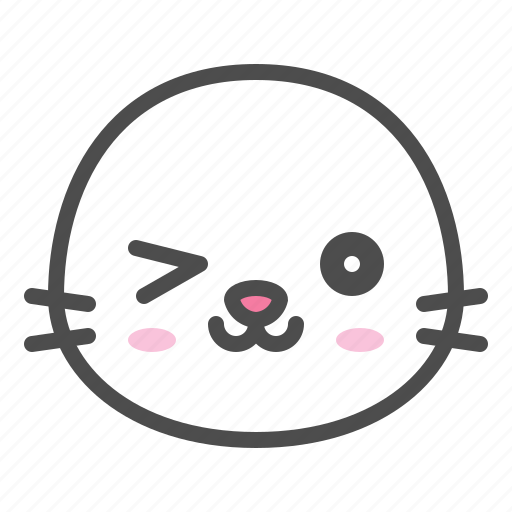 Animal, avatar, emoji, face, seal, wink icon - Download on Iconfinder