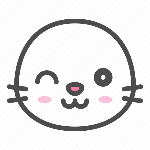 Animal, avatar, emoji, face, seal, wink icon - Download on Iconfinder
