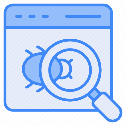 Bug finding, website, virus, bug, magnifying, malware, search icon - Download on Iconfinder