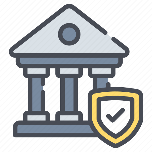 Bank security, building, financial, money, shield, protection, safe icon - Download on Iconfinder