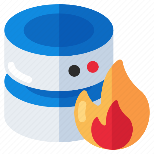 Burning server, database fire, database burning, db icon - Download on Iconfinder