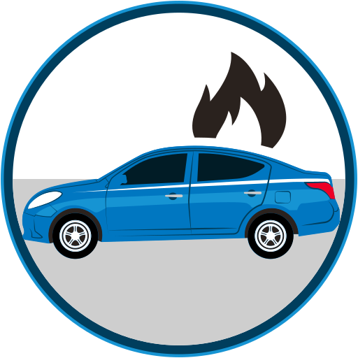 Auto insurance, car insurance, seguro de autos, car in flames, secure icon - Free download