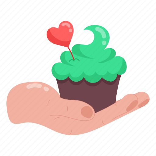 Sharing food, cupcake, confectionery, muffin, heart cupcake sticker - Download on Iconfinder
