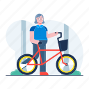 senior, citizen, cycle, sport, bicycle, transport
