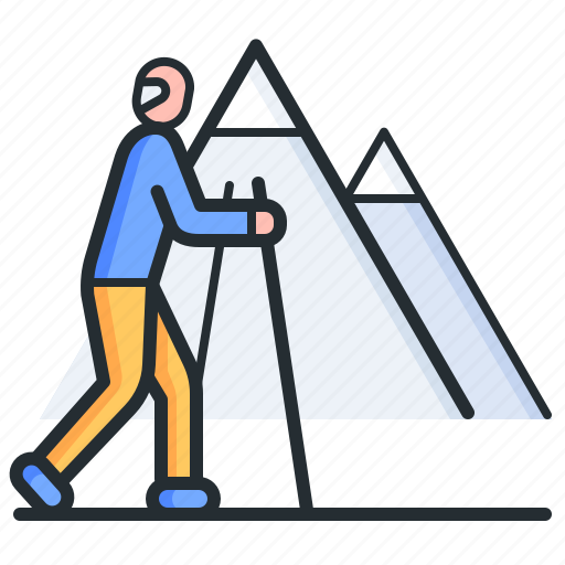 Mountains, tourism, senior, ski walking icon - Download on Iconfinder
