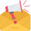 envelope, horn, letter, mail, marketing, promotion 