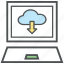 cloud arrow, cloud computing, cloud netting, cloud network, cloud sharing, downloading, laptop screen 