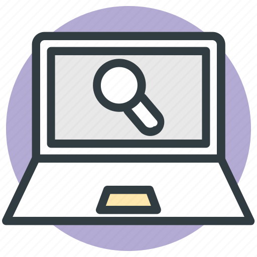 Analyzing, find concept, laptop, magnifying glass, searching icon - Download on Iconfinder