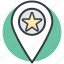 gps, location marker, map pin, popular place, star sign 