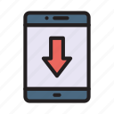 arrow, download, gadget, mobile, phone