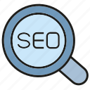 magnifier glass, optimization, search engine, seo, view 