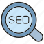 magnifier glass, optimization, search engine, seo, view 