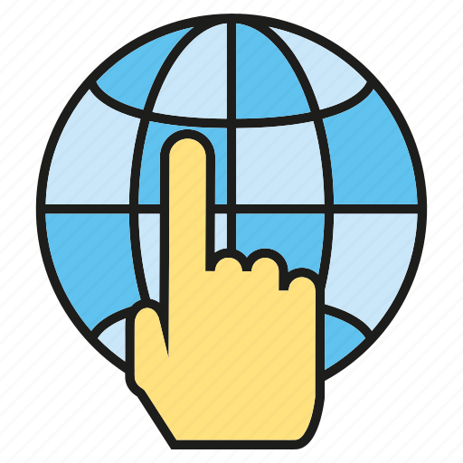 Global, globe, hand, internet, network, touch, world icon - Download on Iconfinder