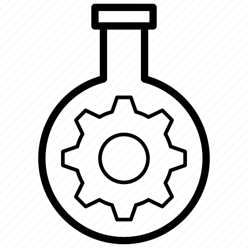 Chemical industry, gear inside flask, lab management, scientific research, technology lab icon - Download on Iconfinder