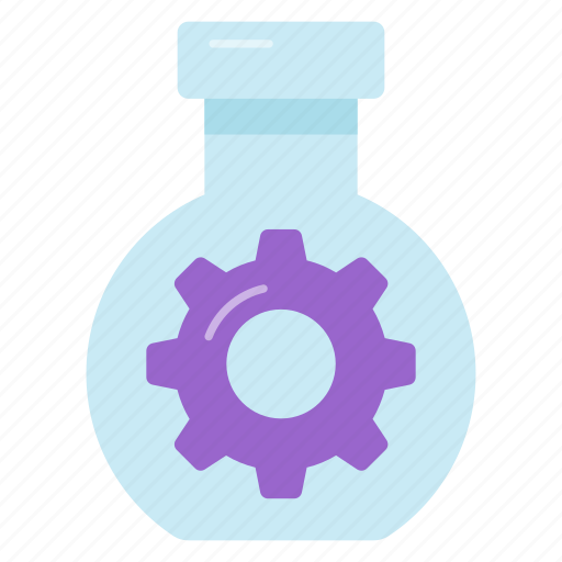 Experiment, flask, research, chemical, laboratory, cogwheel, engineering icon - Download on Iconfinder
