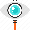 explore, eye, glass, magnifier, optimization, search, seo