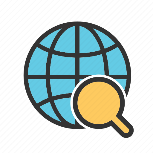 Glass, globe, internet, magnifier, magnifying, world, world map icon - Download on Iconfinder
